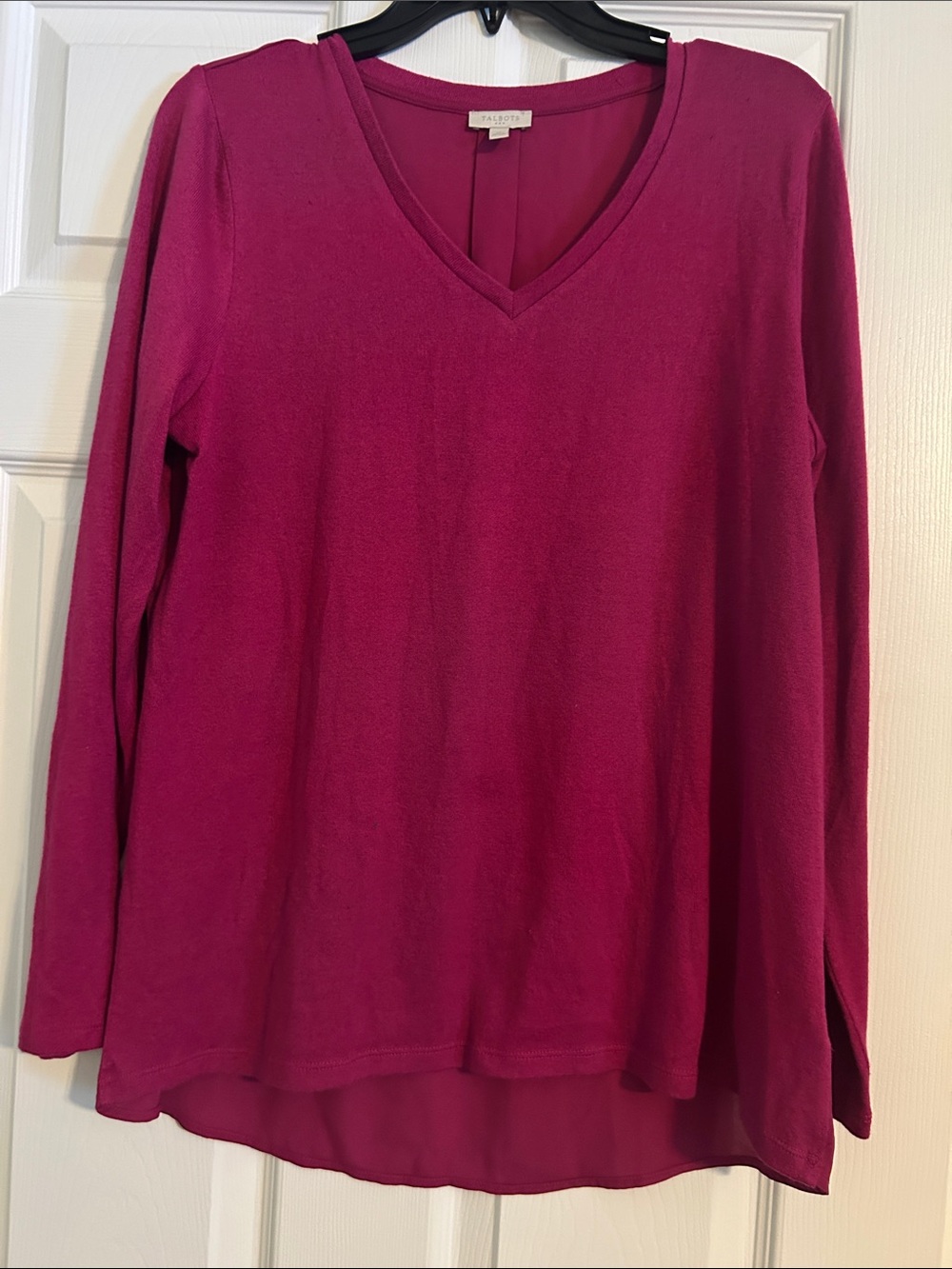 Talbots Deep Pink V-Neck Long Sleeve Top